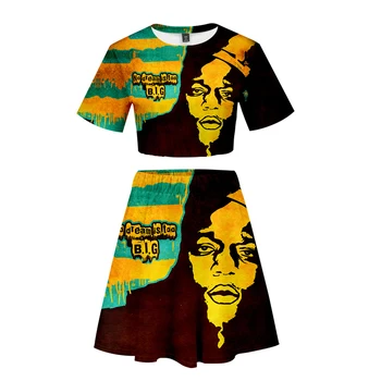 

Notorious B.I.G. 2 Piece Skirt Set Women 3D Print Biggie Smalls Rapper Hip Hop Top Skirt Summer Outfits For Women Two Piece Set