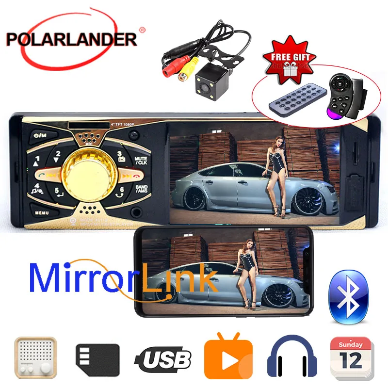 4'' 1 Din Hd Car Radio Audio Stereo Mp5 Bluetooth Mirror Link Autoradio