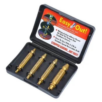 

4pcs TitaniumScrew Extractor Drill Bits Guide Set Broken Damaged Bolts Remover Speed Out Easy Out Stud Reverses 1# 2# 3# 4#