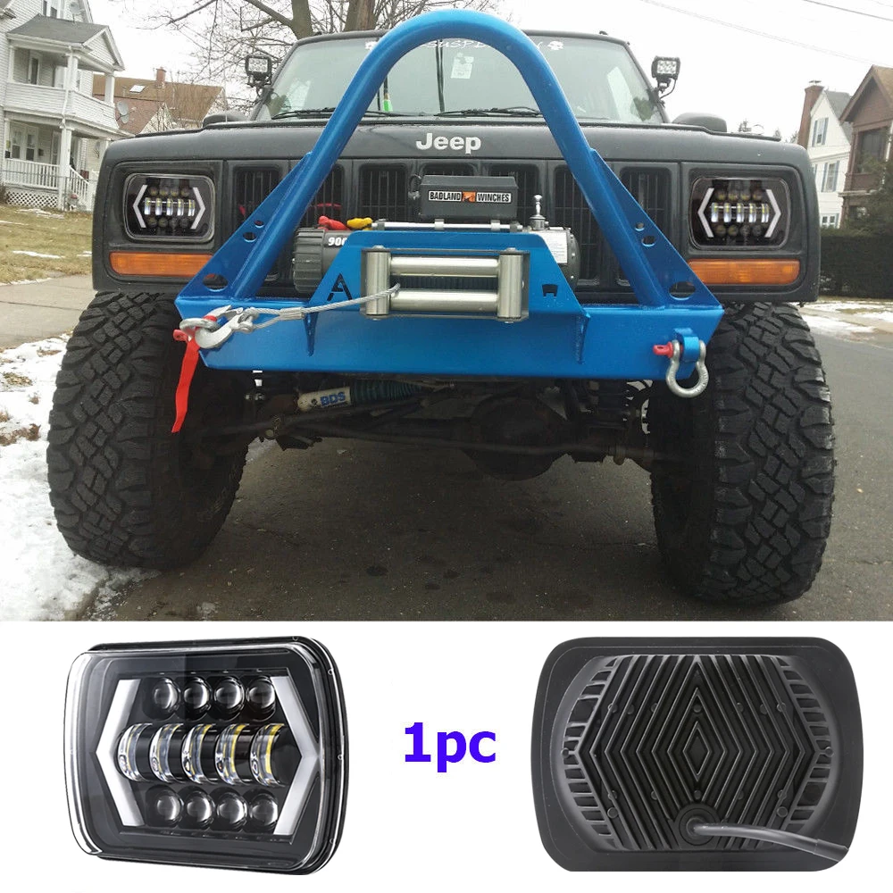 7x6 светодиодный фары H4 свет для Jeep Wrangler YJ CHEROKEE COMANCHE светодиодный квадратные фары Hilo луч Whte желтый светодиодный рабочий свет