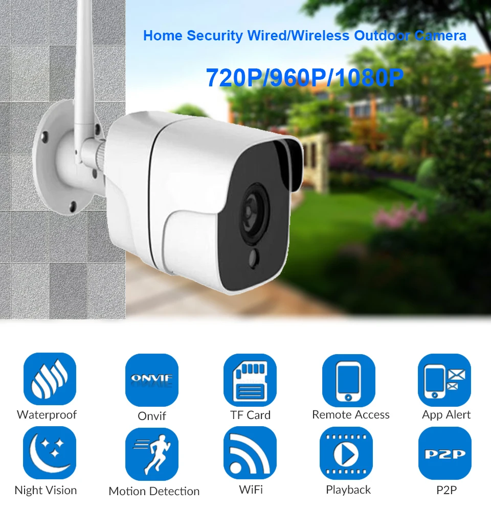 5MP H.265 Wireless WiFi Camera IP Audio Motion Detection IP Camera Outdoor Camera WiFi IR Night Vis