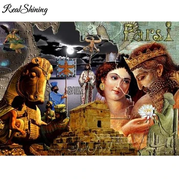 

5d diy diamond mosaic iran king of the queen diamond painting full square round drill embroidery pattern rhinestones FS6111
