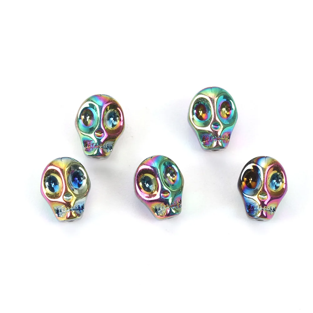 

Doreen Box Glass Beads Skull Punk Style Beads About 10mm( 3/8") x 8mm( 3/8"),Hole: Approx 1.2mm, 1 Packet (Approx 40 PCs/Packet)