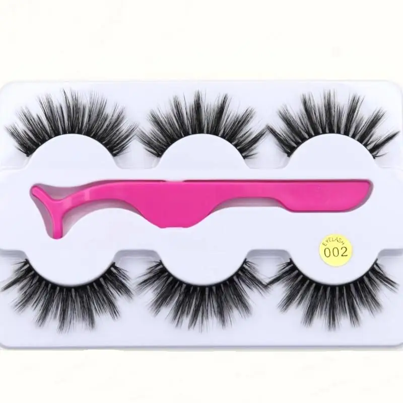 

3 Pairs 3D False Eyelashes 3 Styles Eyelashes with Tweezer Full Soft Eyelash Extensions Full Strip Lashes Eyelash