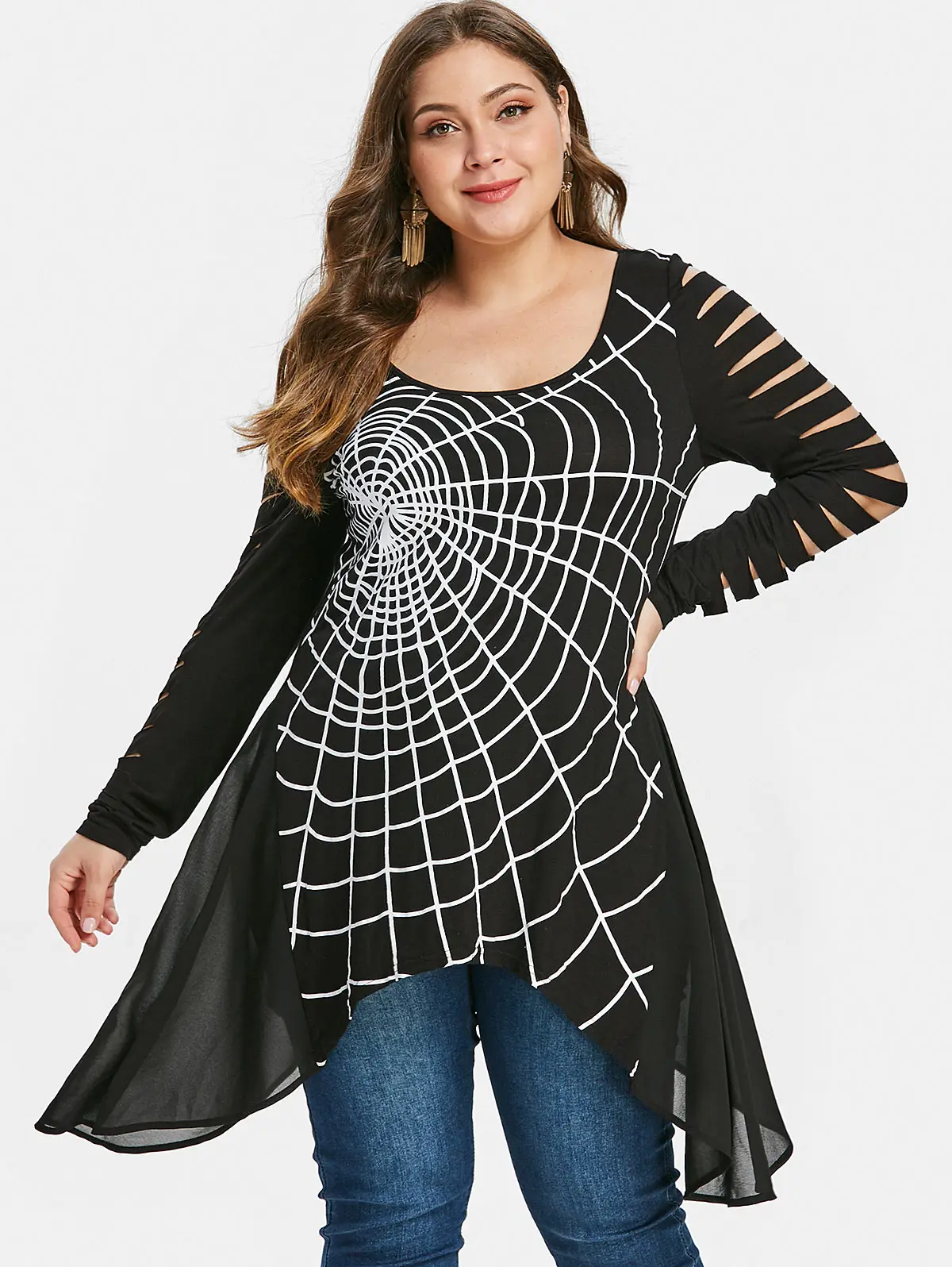 Buy Wipalo Women Plus Size Spider  Print Halloween