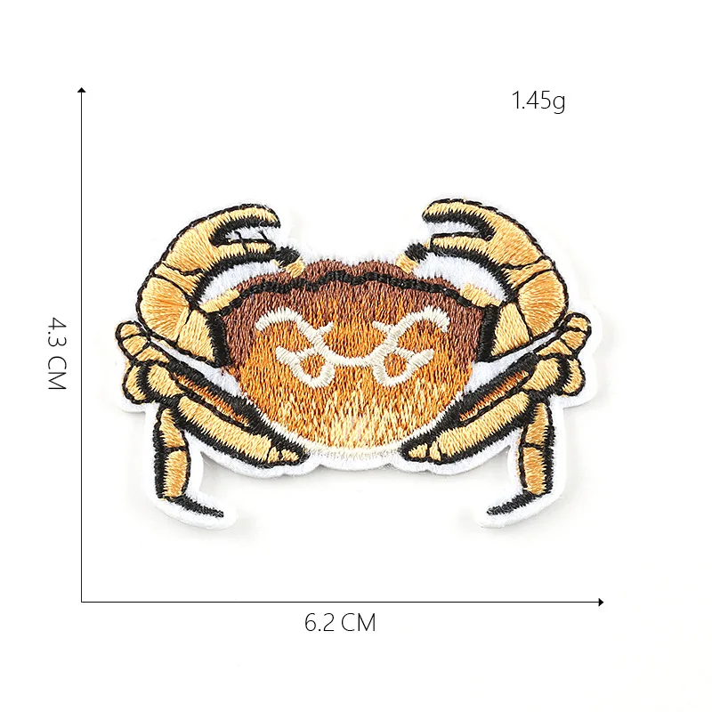 50 шт. морские патчи в виде ракушки Краб Рыба, морепродукты Вышивка Животных вставка, вышитая аппликация наклейка для одежды
