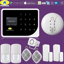 Золотой безопасности S5 Wi-Fi GSM сигнализация системы безопасности домашний дым пожарная сигнализация детектор приложение управление PIR датчик движения DIY KIT