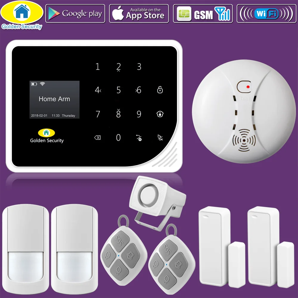 

Towode S5 WIFI GSM Alarm Systems Security Home Smoke Fire Alarm Detector APP Control PIR Motion Sensor DIY KIT
