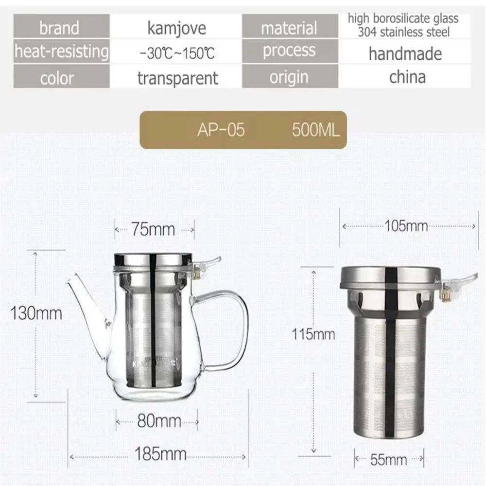 Kamjove, новинка, элегантная чашка, чайная чашка, цветочный чайник, термостойкий стеклянный чайный набор, устройство для заваривания, стеклянный чайник, кофейник, стеклянный чайник