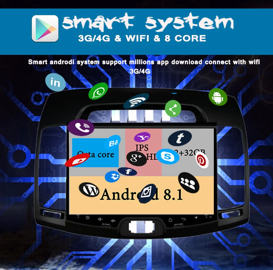 Clearance Octa Core Android 9.0 4GB ram+64GB rom car dvd player for hyundai elantra 2007-2011 multimedia radio gps tape recorder Head Unit 9