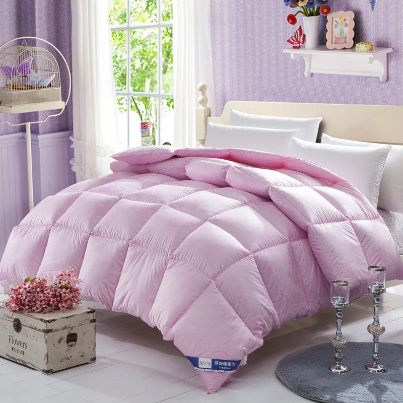 Осень-зима Стёганое одеяло толстое теплое удобное плюшевое 1,5 кг 150x200 см розовый бежевый