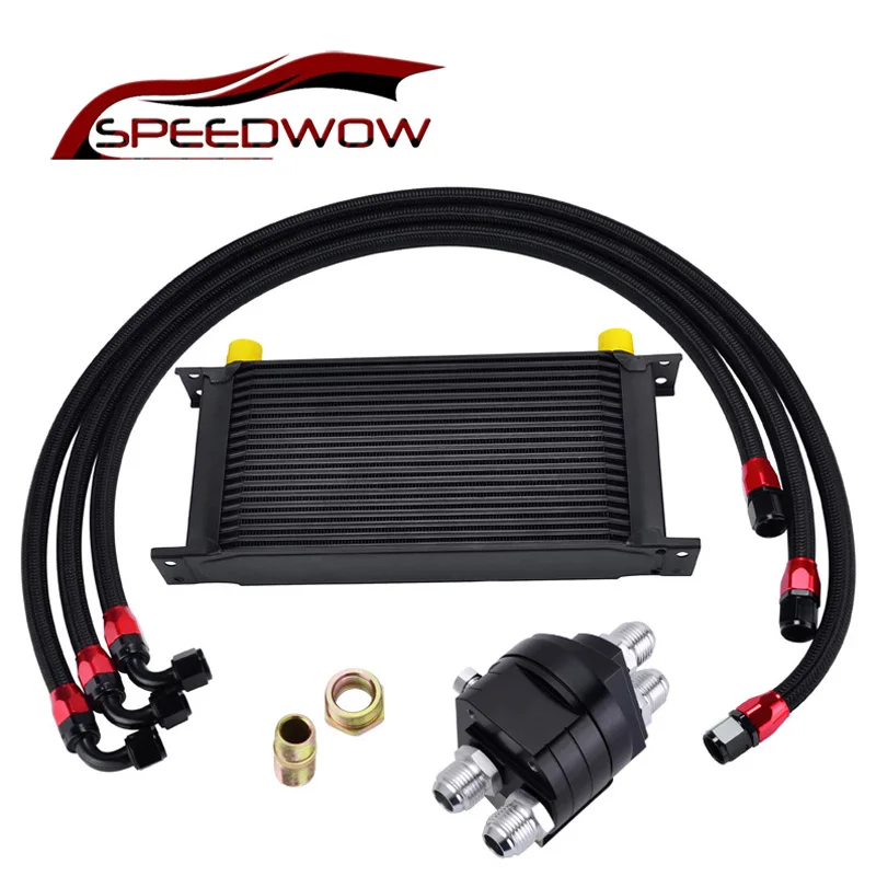 SPEEDWOW 19 Row AN 10AN Universal Thermostat Adaptor Engine Racing Oil Cooler Kitin Oil Coolers