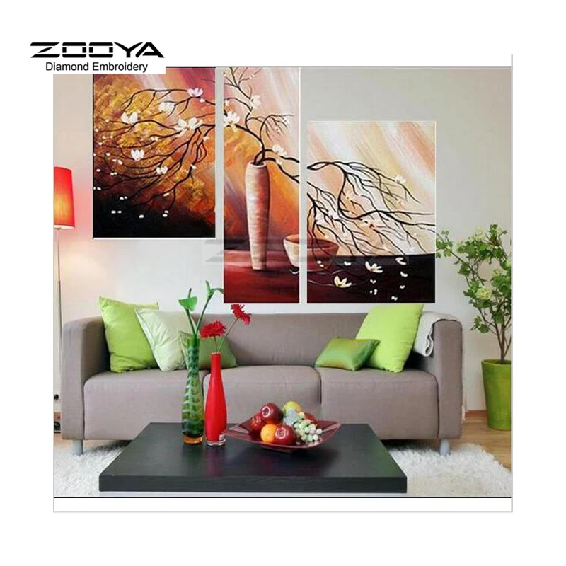 

ZOOYA Diamond Embroidery 5D DIY Diamond Painting Flower Vase 3PCS Diamond Painting Cross Stitch Rhinestone Mosaic BJ1520