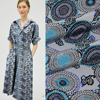 

New 138cm wide 14mm 100% silk crepe de Chine fabric silk wide printed crepe de Chine skirt dress cheongsam long skirt 100% silk