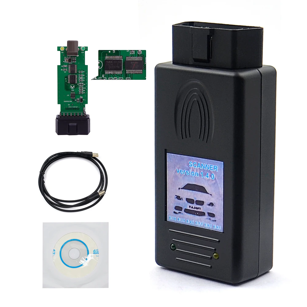 OBD2 Scanner OBD Code Reader System Diagnostic Tool For BMW SCANNER 1.4.0 Diagnostic Scanner OBD2 Code Reader For BMW 1.4 USB Diagnostic Interface Unlock Version A++ Chip