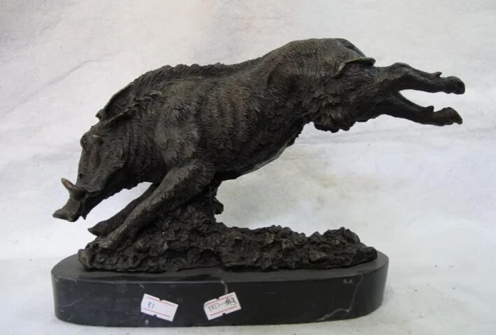 

Collectible bronze S2898 Chinese abstract Art sculpture Pure Bronze Fly running wild boar Pig Statue (B0413)