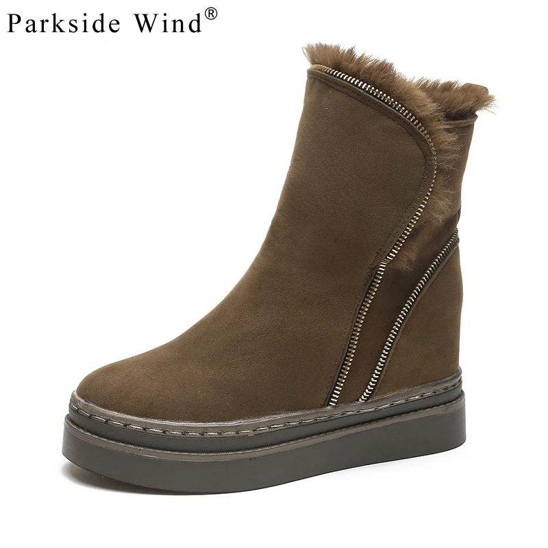 

Parkside Wind Flock Ankle Boots Short Plush Warm Women Winter Boots Metal Decoration Increasing Zapatos De Mujer XWA2835-45