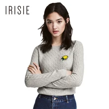IRISIE Apparel 2017 Chic Basic Embroidery Sweater Women Preppy Thin Pullover Women Tops Brief O-Neck Jumper Casual Pull Female