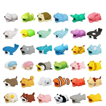 

50pcs/lot Cable bites Protector for Iphone cable Winder Phone holder Accessory chompers rabbit dog cat Animal doll model funny