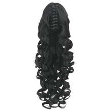 Soowee Long Brown Black Curly Clip In Hair Extensions Pony Tail High Temperature Fiber Synthetic Hair