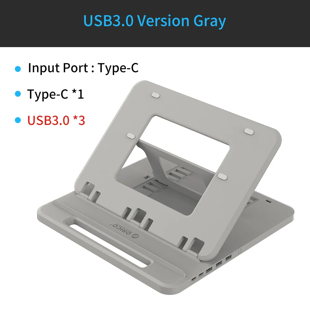 ORICO держатель для ноутбука USB-C-HDMI PD USB 3,0 концентратор SD/TF порты 7 углов Регулируемый Противоскользящий силиконовый полый теплоотвод - Цвет: USB3.0 Model Gray