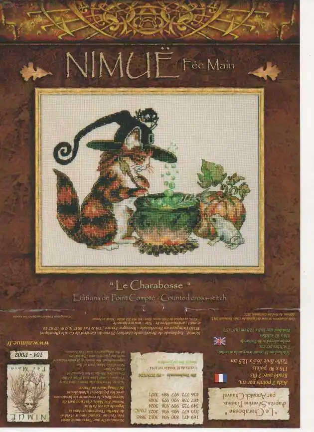 cs-2377 Cross Stitch Kit Nimue Nium Le Charabosse Cat Wizard Kitten Kitty