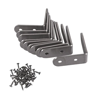 

10PCS Stainless Steel Corner Brace 50 x 50 x 19mm L-Shaped Brackets Right Angle Brace Brackets Fastener with 40 Screws