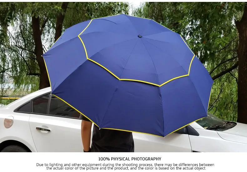 120 см Зонт Автоматический большой двойной слой 3 складной зонт дождь Женский 10 ребра ветрозащитный открытый женский бизнес мужской зонт