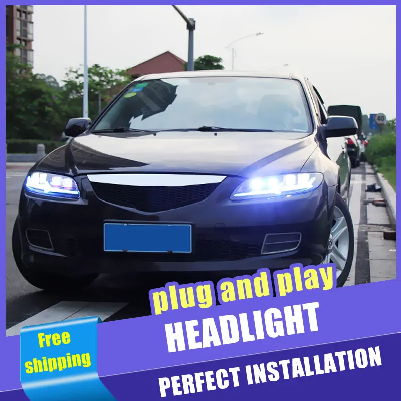  2PCS Car Style all-LED headlights for Mazda 6 2003-2008 for 6 head lamp LED DRL Lens Double Beam H7 - 33054081231