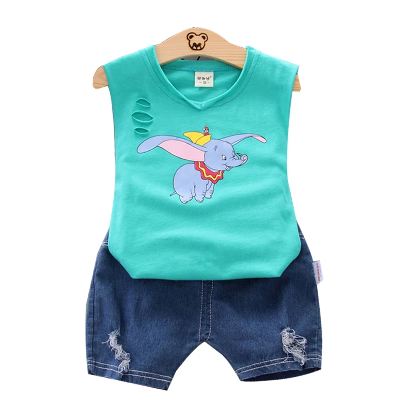 

Toddler Boy Clothing Set Summer Cotton Baby Girl Clothes Casual Sports vest + Shorts Small Elephant Print Baby Clothing