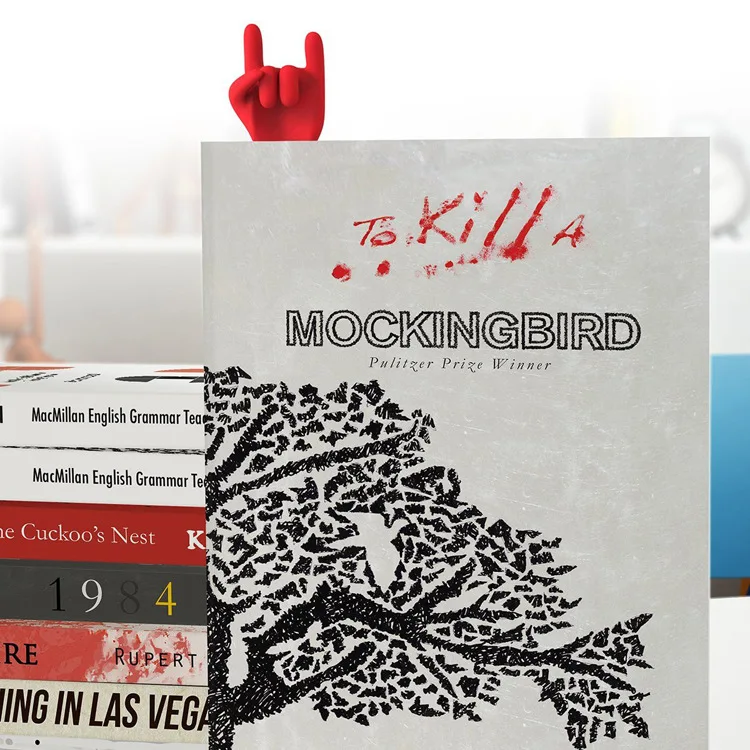 Creative Rock Gesture Music Bookmark Silicone Personalized Finger Bookmark 1PC School Office Supplies