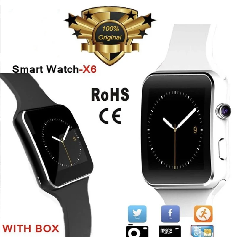

Smart Bluetooth Watch Men and Women Model X6 and Camera Leiluoji supports TF SIM card Android Smart Watch Application Clock