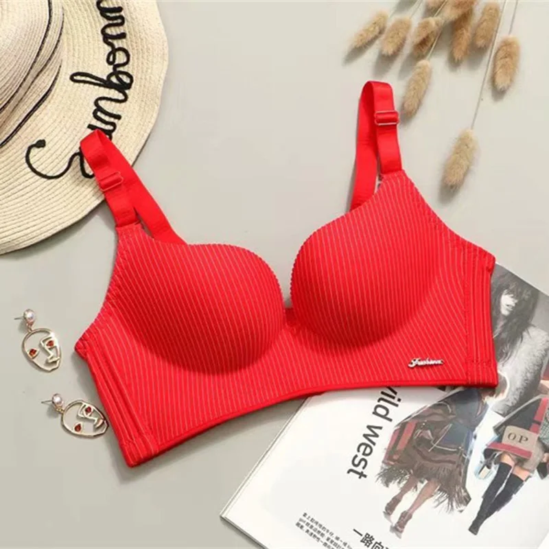 2022 High-end Brand Romantic Temptation Bra Set Women Striped Underwear Set Hot Sale Push Up Seamless Lingerie Female Sets 90C sexy bra set Bra & Brief Sets