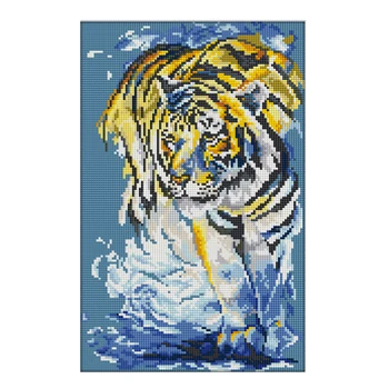 

5D DIY Diamond Painting "Water Tiger Animal" Embroidery Full Square Diamond Cross Stitch Rhinestone Mosaic Painting Decor Gift