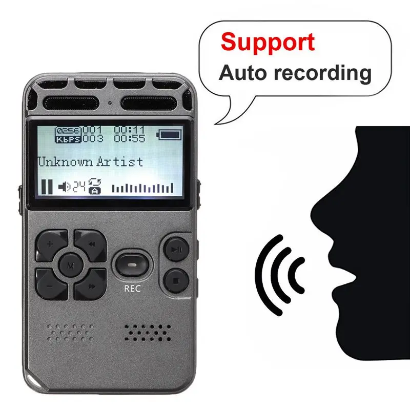64G перезаряжаемый lcd Цифровой Аудио Звук Диктофон MP3-плеер