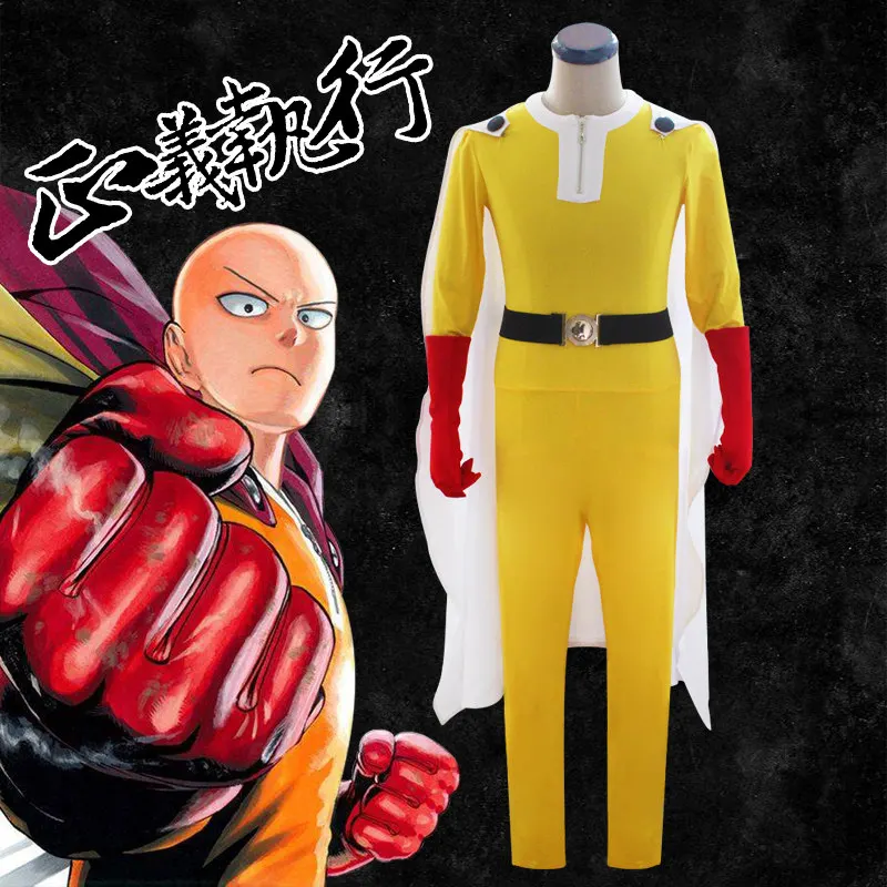 Высокое качество Аниме ONE PUNCH MAN костюмы для косплея супер герой Сайтама унисекс маскарадный мяч jumosules вечерние костюмы на Хэллоуин - Цвет: Full set