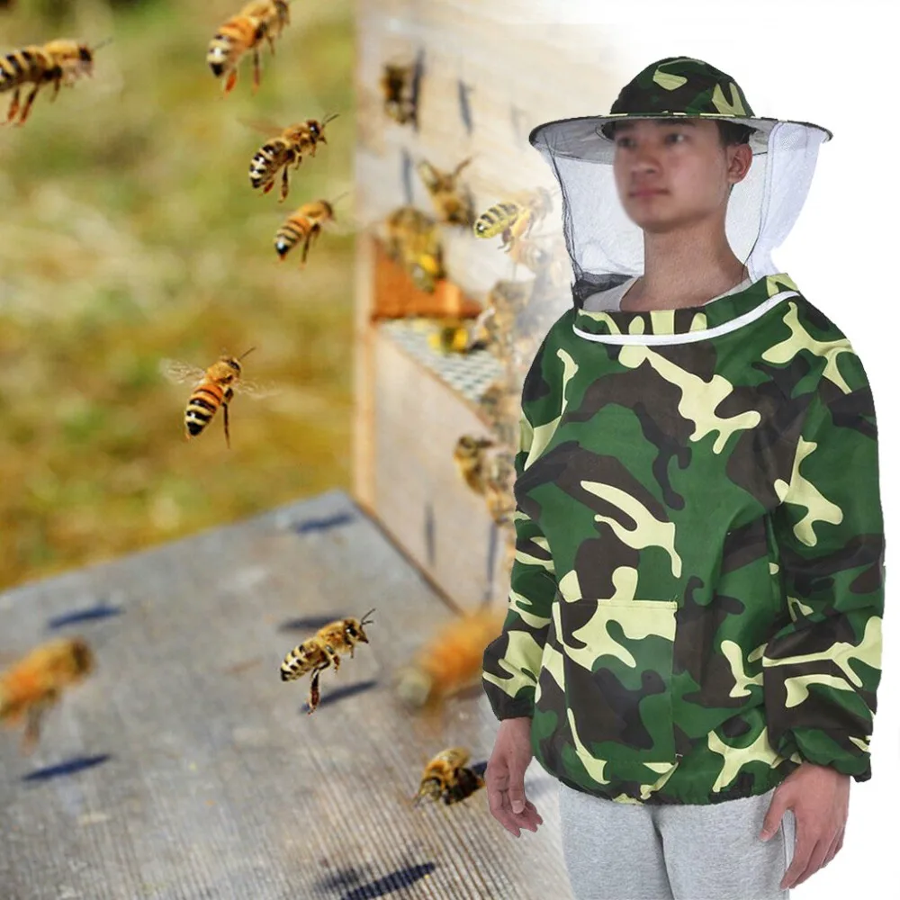 Камуфляж дышащий анти пчела костюм защитный костюм пчеловода защитный повседневная одежда защитный чехол вуаль капюшон шляпа костюм@ Q