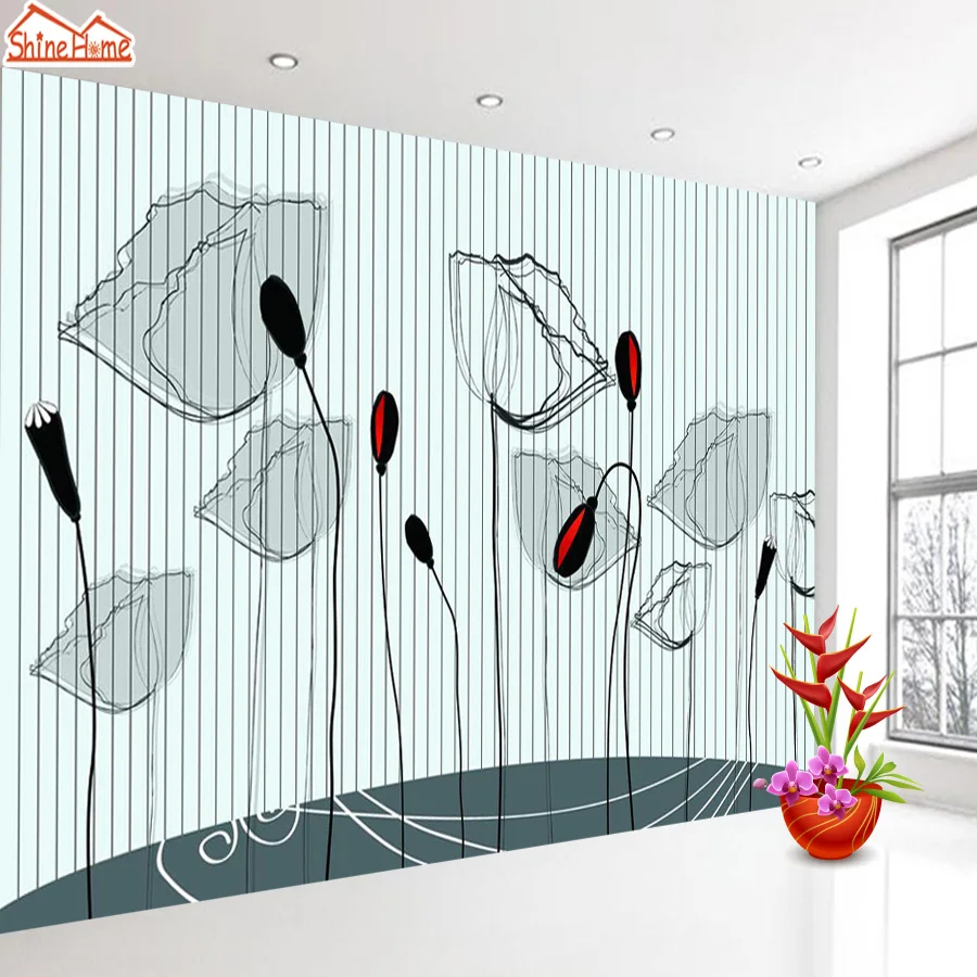 

ShineHome-3d Photo Wallpaper Mural for Walls Living Room Wallpapers Wall Paper 3d Home Decor Kids TV Background Poppy Flower