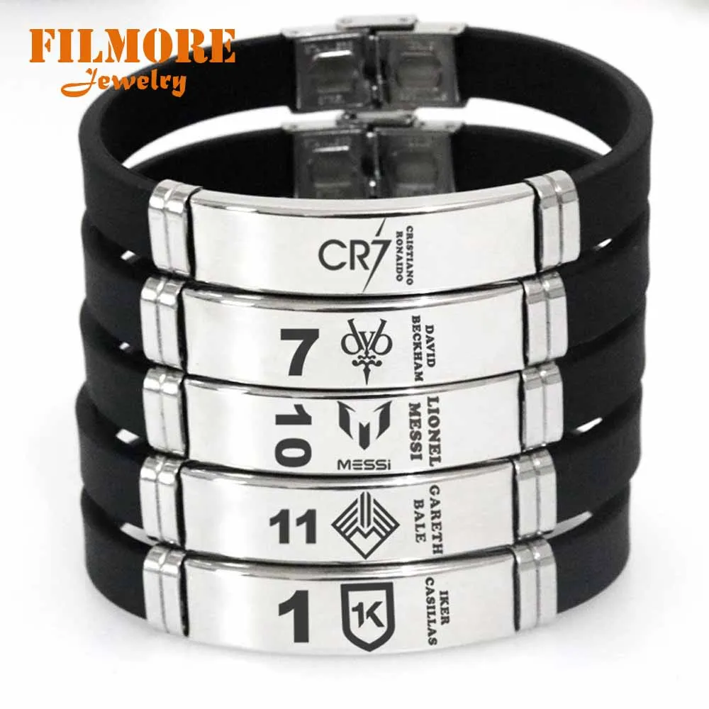 2019 Hot Europe's Football Leagues Soccer CR7 Ronaldo Logo Leather Bracelets Spanish Football Star Logo Charm Bangle Chaveiro