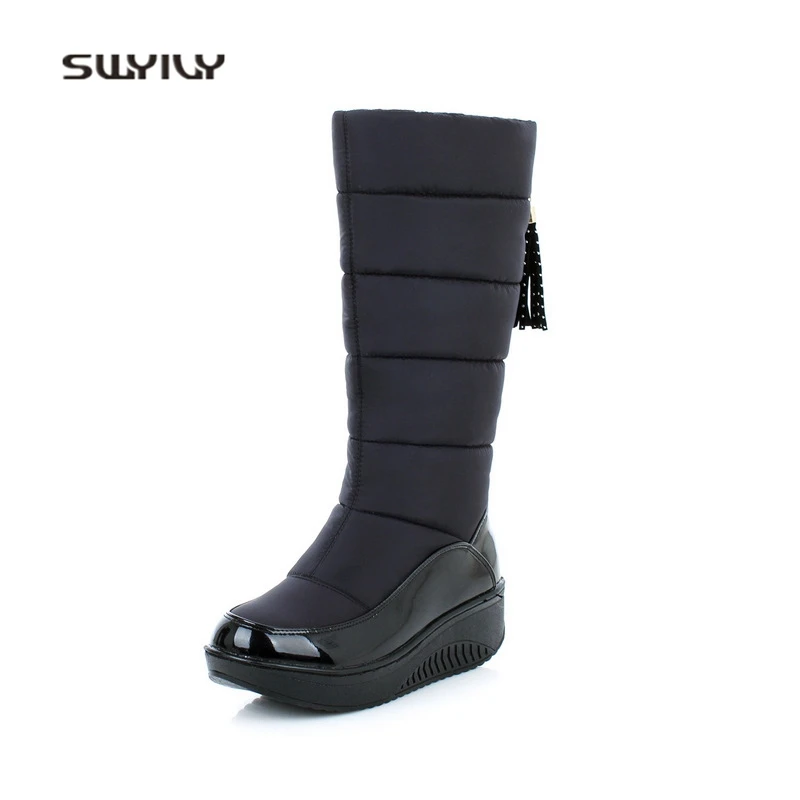 SWYIVY Women Slimming Shoes Waterproof Thicken Plus Velvet High Boots 2018 New Winter Platform Female Toning Swing Shoes
