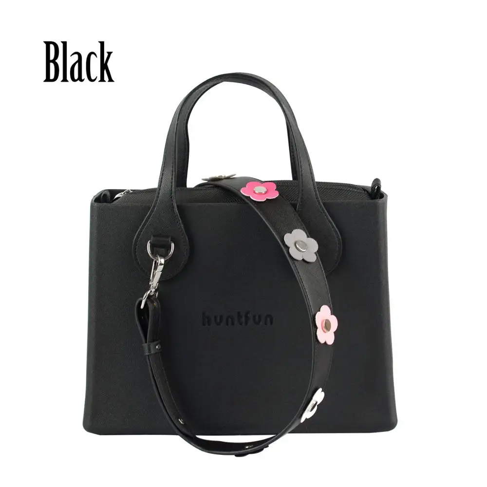 Tanqu huntfun EVA квадратная сумка с плоской d-образной пряжкой ручка заклепки цветок ремень кожа внутренняя женская O сумка стиль сумка на плечо Obag - Цвет: black