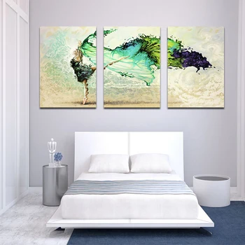 

Beautiful 3 Panels Dancing Girl Spray Oil Paintings Wall Art Pictures for Living Room Home Decor Wall Oil Paintings