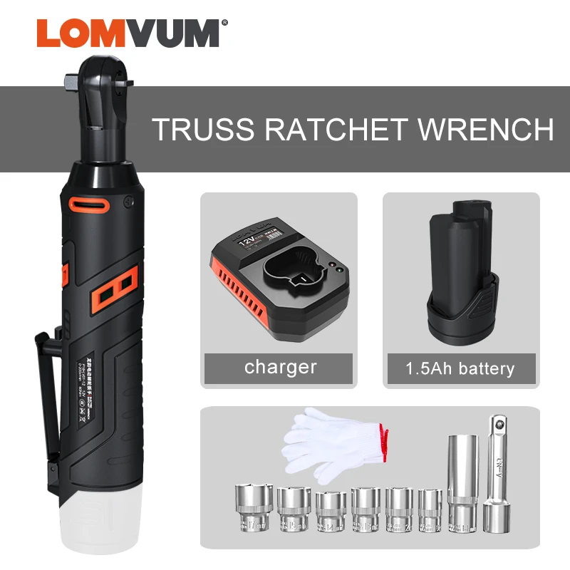 LOMVUM электрический ключ с трещоткой 12v 3/8 corldless набор гаечных ключей 60NM крутящий
