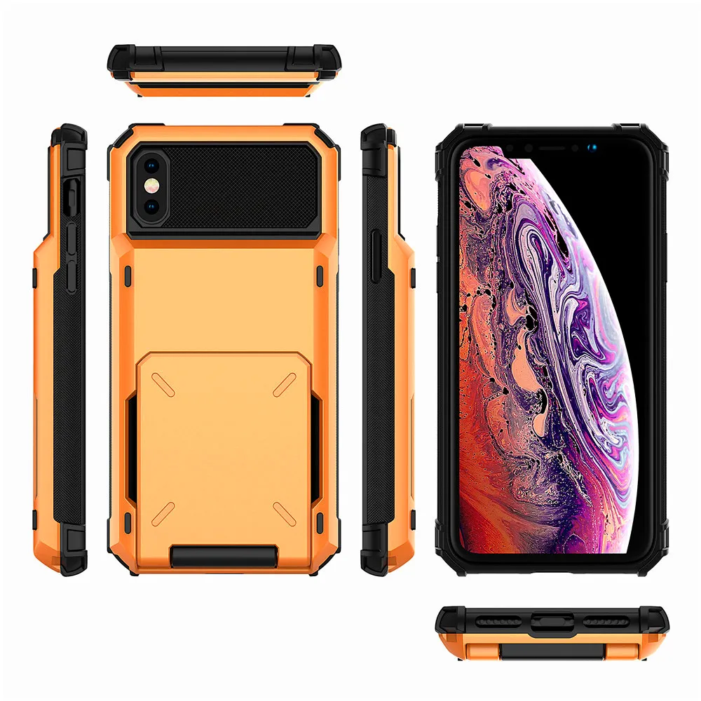 For iPhone XR Case X XS MAX Wallet Card Holder Cover Dual Layer Phone Case For iPhone XR 7 8 Plus 6 6S X se 2020 11 12 Fundas iphone 7 case