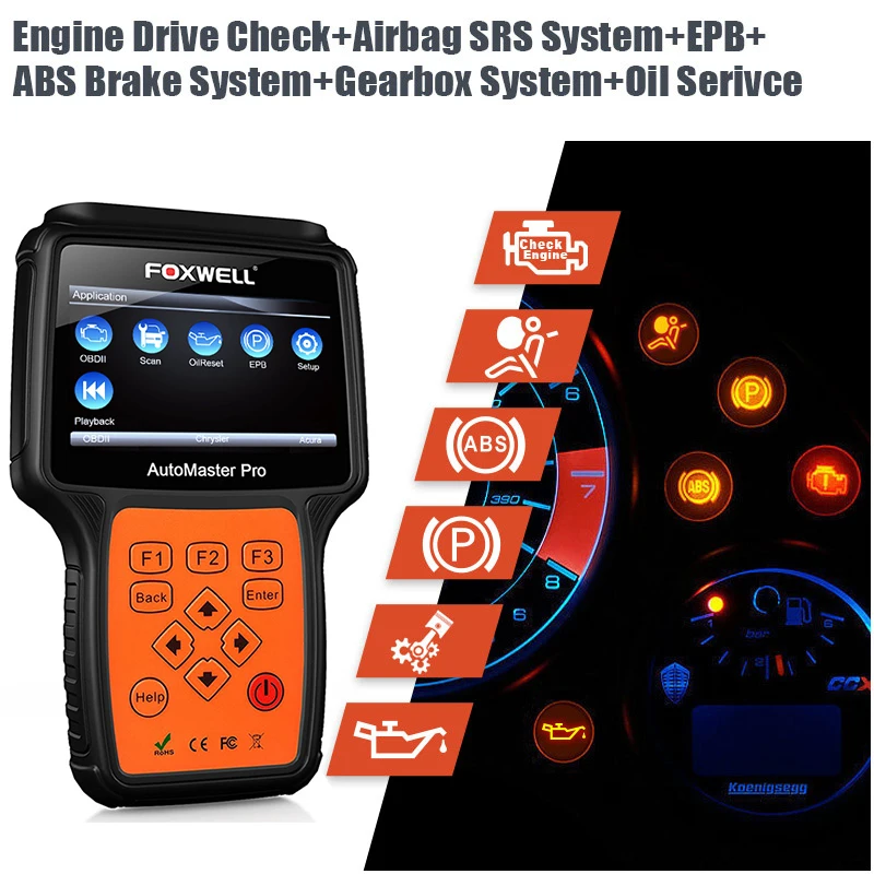 Foxwell NT614 OBD2 автомобильной сканер ABS подушки безопасности srs EPB передачи сброса БД 2