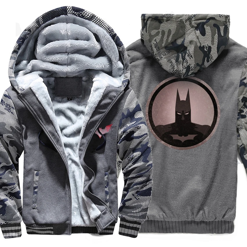 Осень Зима толстые толстовки для мужчин высокое качество с капюшоном Hoddie толстовки Бэтмен фильм Harajuku Мужская толстовка пальто спортивный костюм