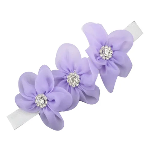 

Rhinestone Headwear Girls Hair Bands sewing Flowers Headband Kids Light purple