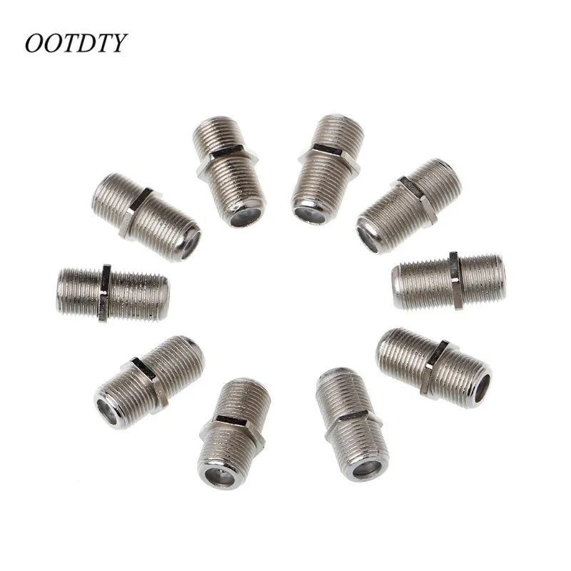 

OOTDTY 10 Pcs Joiner Barrels Connector F Plug Coupler Adaptor 4 Sky Plus HD TV Coax Cable
