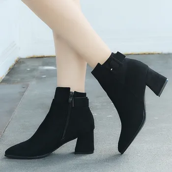 Boots Fashion Women Ladies Party Wedding Sexy Belt buckle Zip Autumn Shoes Boots Ankle Boot Female Comfortable Shoes C50#