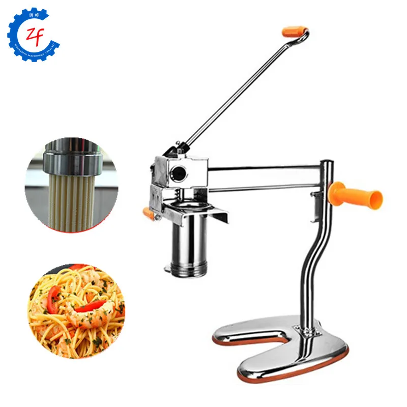 Povkeever Press Pasta Machine Stainless Steel Manual Pasta Machine Noodle Maker with 5 Noodle Mould for Potato Sausage Beef Mincer Noodles 